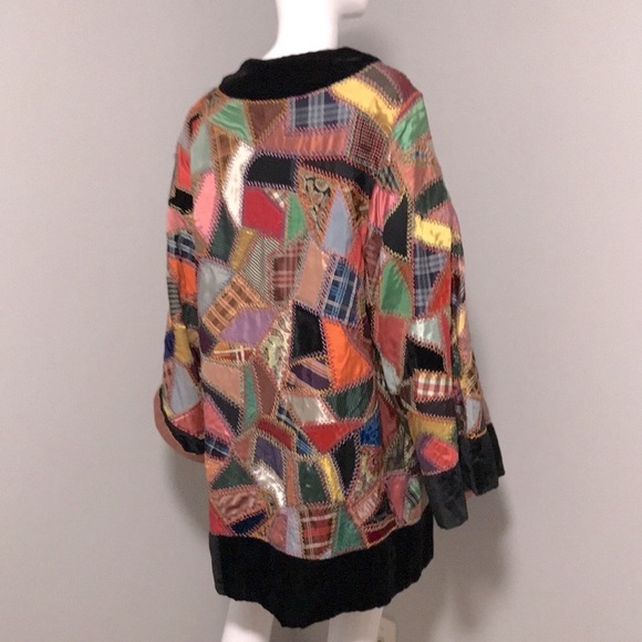 Vintage Patchwork crazy quilt evening cropped kimono - Picture 7 of 12